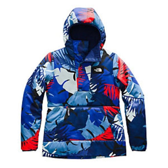 The North Face Fallback Hoodie Blue Hawaii Palm Hoodie Jacket Coat S - Picture 1 of 9